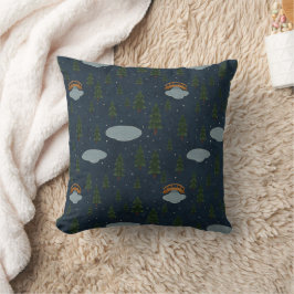 Cozy Winter Forest Pattern Throw Pillow Kussen
