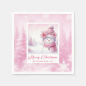 Cozy Winter Forest Pink Snowman Pinkmas Party  Servet (Voorkant)