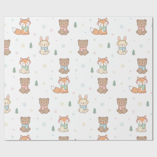 Cozy Winter Friends Gift Wrap Cadeaupapier (Vlak)