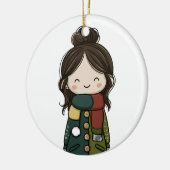 Cozy Winter Girl - Pom‑Pom Pocket Coat Keramisch Ornament (Links)