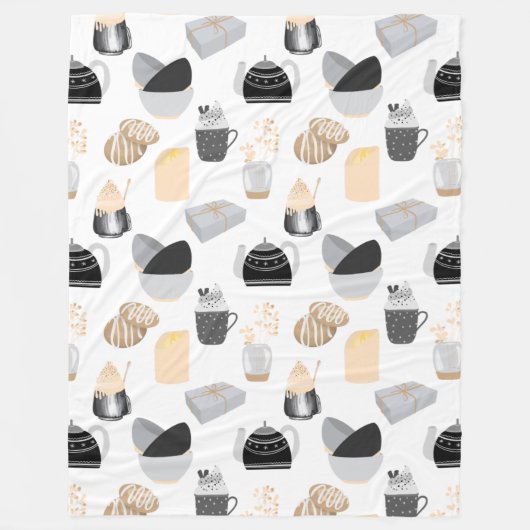 Cozy Winter Home Pattern Fleece Deken (Voorkant)