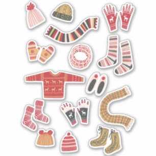 Cozy Winter Knitkleding Sticker