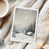 Cozy Winter Lanscape Christmas Holiday Card Feestdagenkaart