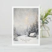 Cozy Winter Lanscape Christmas Holiday Card Feestdagenkaart (Staand voorkant)