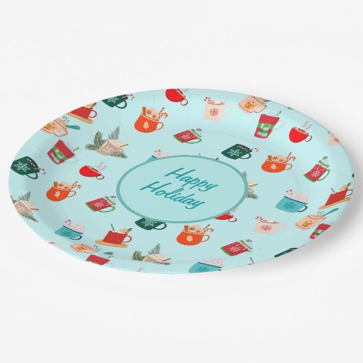 "Cozy winter latte warme chocolade" feestelijke fe Papieren Bordje (Gekanteld)