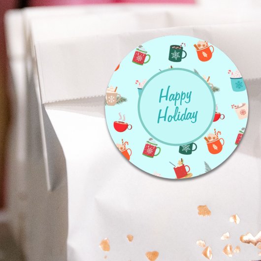 "Cozy winter latte warme chocolade" feestelijke fe Ronde Sticker