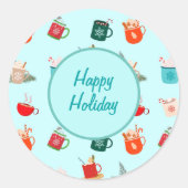 "Cozy winter latte warme chocolade" feestelijke fe Ronde Sticker (Voorkant)