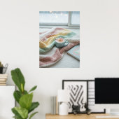 Cozy Winter Morning – Pastel Blanket and Hot Cocoa Poster (Thuiskantoor)