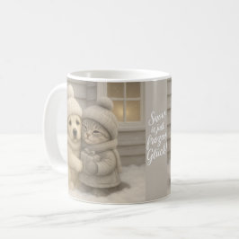 Cozy Winter Mug with Puppy and Kitten Illustration Koffiemok