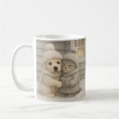 Cozy Winter Mug with Puppy and Kitten Illustration Koffiemok (Links)