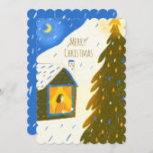 Cozy Winter Night Christmas Feestdagenkaart (Voorkant / Achterkant)