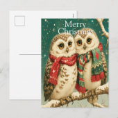 Cozy Winter Owls with Scarves Feestdagenkaart (Voorkant / Achterkant)