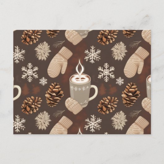 Cozy Winter Pattern-Minimalist Aesthetic Art Feestdagenkaart (Voorkant)