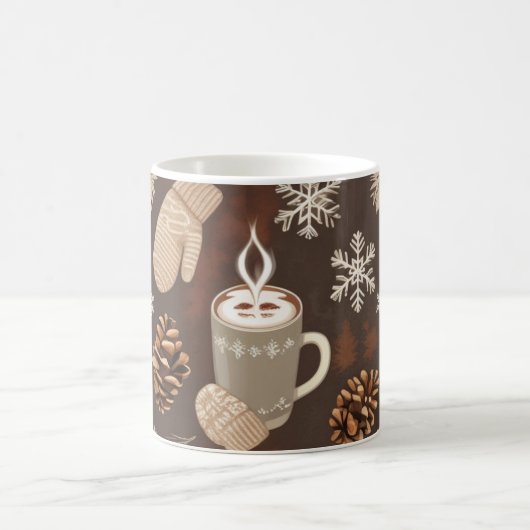 Cozy Winter Pattern-Minimalist Aesthetic Art Koffiemok (Center)