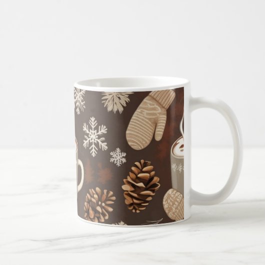Cozy Winter Pattern-Minimalist Aesthetic Art Koffiemok (Rechts)
