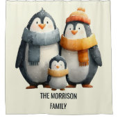 Cozy Winter Penguin Family Douchegordijn (Voorkant)