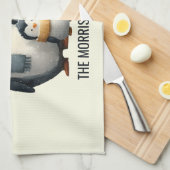 Cozy Winter Penguin Family Theedoek (Quarter Fold)