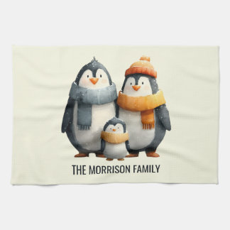 Cozy Winter Penguin Family Theedoek