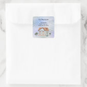 Cozy Winter Scene House Nieuw adres Vierkante Sticker (Tas)