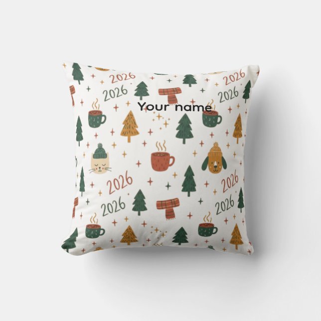 Cozy Winter Vibes 2026 - Cute Puppy and Kitten Chr Kussen (Voorkant)