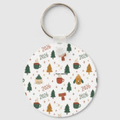 Cozy Winter Vibes 2026 - Cute Puppy and Kitten Chr Sleutelhanger (Voorkant)