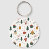 Cozy Winter Vibes 2026 - Cute Puppy and Kitten Chr Sleutelhanger (Achterkant)