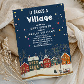 Cozy Winter Village Baby Shower Kaart