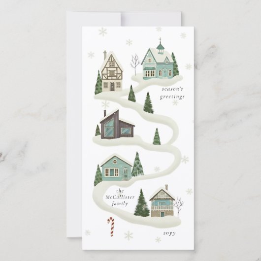 Cozy Winter Village Family Christmas Holiday Card (Voorkant)
