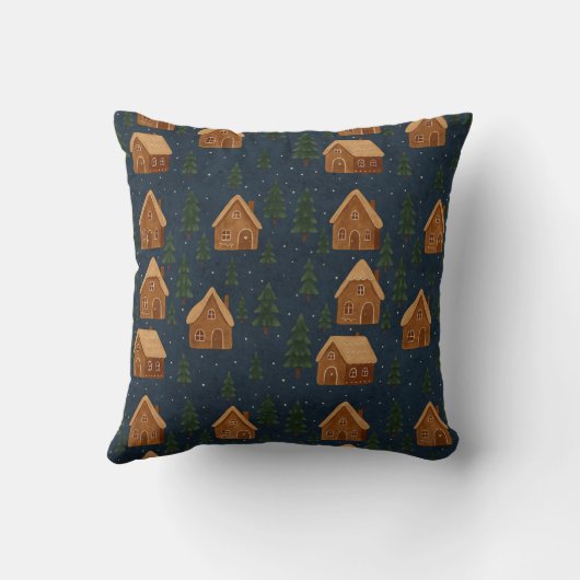 Cozy Winter Village Pattern Throw Pillow Kussen (Achterkant)