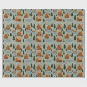 Cozy Winter Village Pattern Wrapping Paper Cadeaupapier (Vlak)