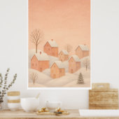 Cozy Winter Village Poster  (Keuken)