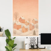 Cozy Winter Village Poster  (Thuiskantoor)