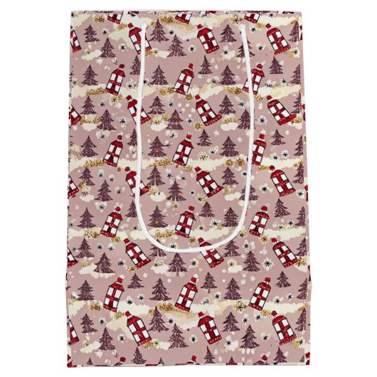 Cozy Winter Village Tissue Paper Medium Cadeauzakje (Achterkant)