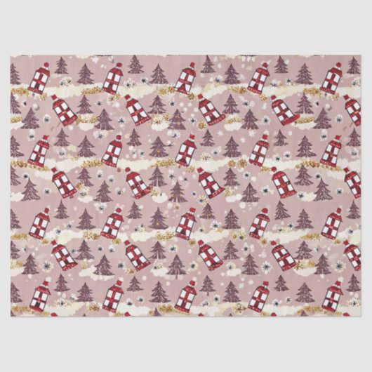 Cozy Winter Village Tissue Paper Tissuepapier (Voorkant)