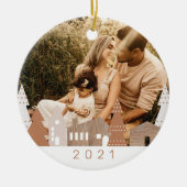 Cozy Winter Village Woodgrain Home Foto Keramisch Ornament (Voorkant)