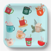 Cozy winter warme chocolade festive cacao papieren bordje (Voorkant)