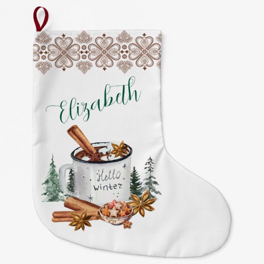 Cozy Winter White Simple Holiday Grote Kerstsok (Voorkant)