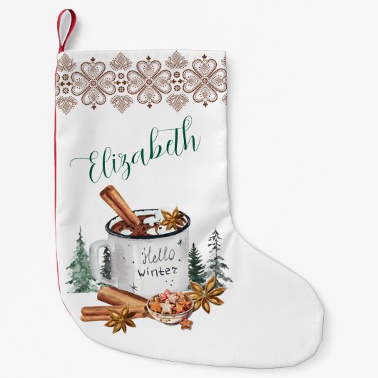 Cozy Winter White Simple Holiday Kleine Kerstsok (Voorkant)