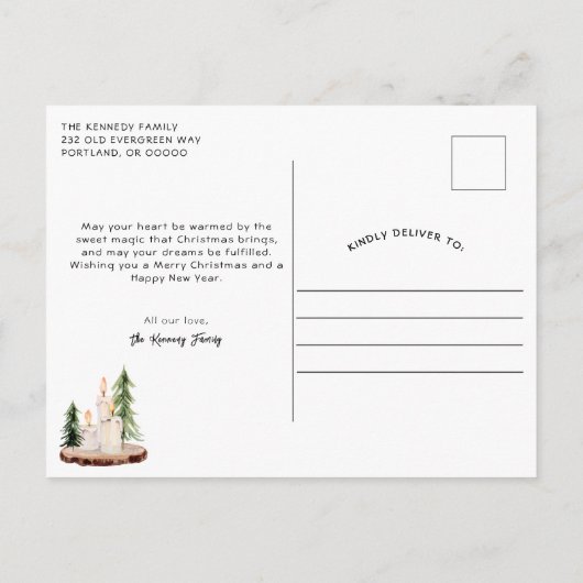 Cozy Winter Wishes | Oosterse looptijden Uitnodiging Briefkaart (Achterkant)