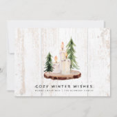 Cozy Winter Wishes | Wederhout Feestdagenkaart (Voorkant)