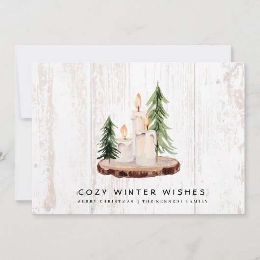 Cozy Winter Wishes | Wederhout Feestdagenkaart (Voorkant)
