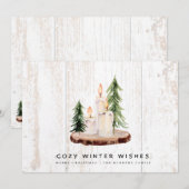 Cozy Winter Wishes | Wederhout Feestdagenkaart (Voorkant / Achterkant)