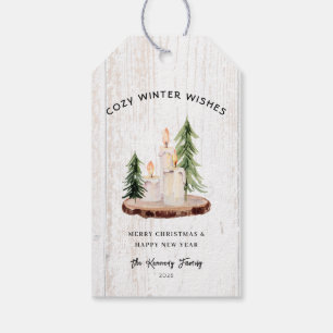 Cozy Winter Wishes White Distress Wood Gift Label Cadeaulabel
