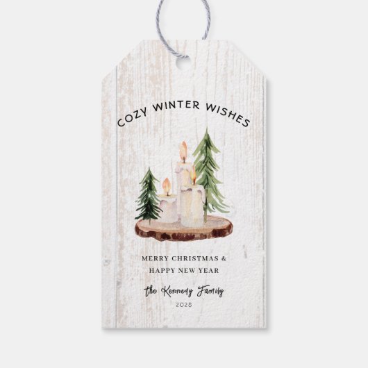 Cozy Winter Wishes White Distress Wood Gift Label Cadeaulabel (Achterkant)