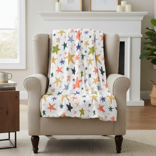 Cozy Winter With Vibrant Colorful Star Pattern Fleece Deken