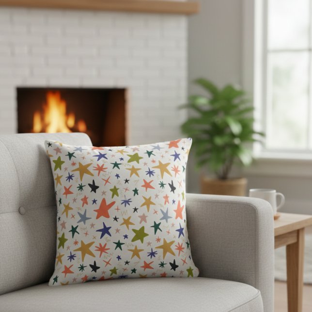 Cozy Winter With Vibrant Colorful Star Pattern Kussen (Creator heeft geüpload)