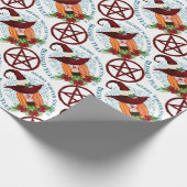 Cozy Witch Blessed Yule Merry Winter Solstice Red Cadeaupapier (Hoek)