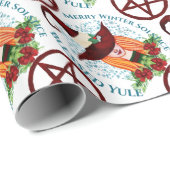 Cozy Witch Blessed Yule Merry Winter Solstice Red Cadeaupapier (Rol Hoek)