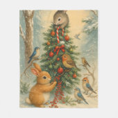 Cozy woodland bunny christmas warm winter festive fleece deken (Voorkant)