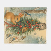Cozy woodland bunny christmas warm winter festive fleece deken (Voorkant (Horizontaal))